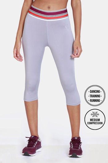 Buy Zelocity Quick Dry 3/4Th Gym Leggings - Lilac Grey
